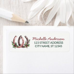 Christmas Horseshoe Holly Berry Return Address
