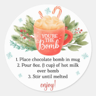 Christmas Hot Chocolate Bomb Holiday Classic Round Sticker