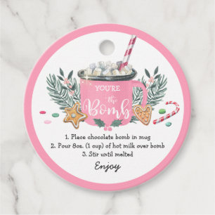 Christmas Hot Chocolate Bomb You're the Bomb Favour Tags