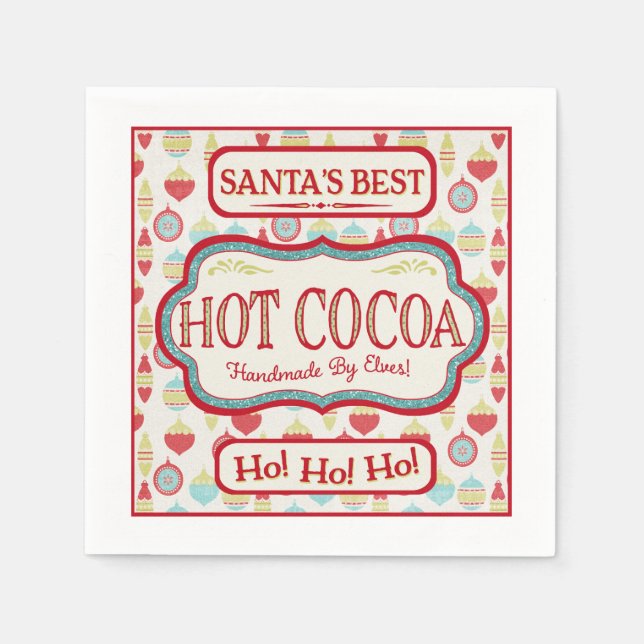 Christmas Hot Chocolate Cocoa Cocktail Napkins (Front)
