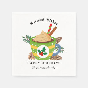 Christmas Hot Chocolate Cup Green White  Napkin