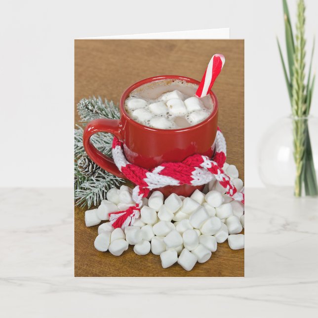 Christmas hot chocolate drink with scarf holiday card (Front)