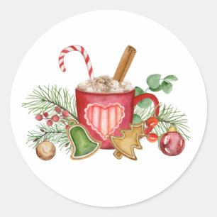 Christmas Hot Chocolate Mug and Ornaments  Classic Round Sticker