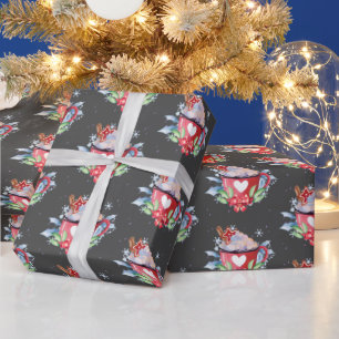Christmas Hot Chocolate on Grey Wrapping Paper
