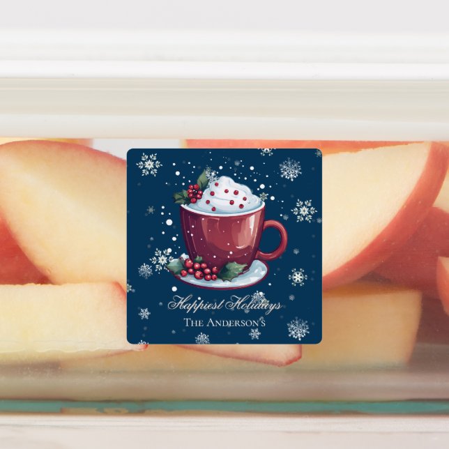 Christmas Hot Chocolate Personalised Blue Baking (Affixed)