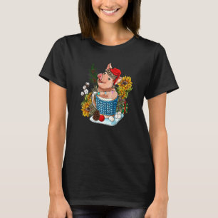 Christmas Hot Chocolate Pig Western Xmas Pig Santa T-Shirt