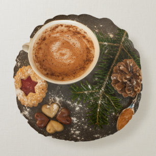 Christmas Hot Chocolate Round Cushion