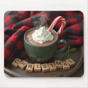 Christmas Hot Chocolate With Candy Cane Mouse Mat