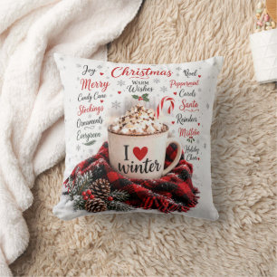 Christmas Hot Chocolate with Word Cloud Cushion