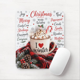Christmas Hot Chocolate with Word Cloud Mouse Mat