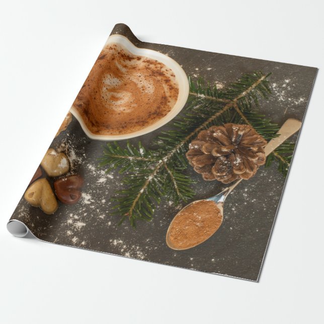 Christmas Hot Chocolate Wrapping Paper (Unrolled)