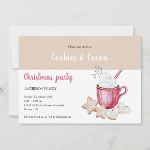 Christmas Hot Cocoa And Cookies Watercolor  Invitation