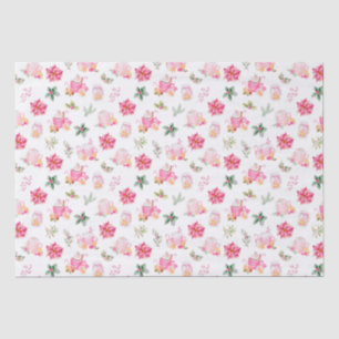 Christmas Hot Cocoa and Pink Poinsettias Tissue Paper