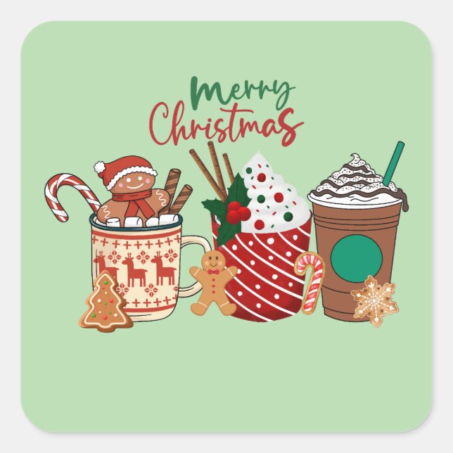 Christmas Hot Cocoa & Coffee Sticker  (Front)