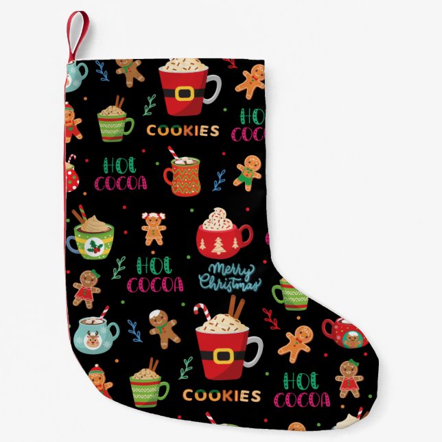 Christmas hot Cocoa, Ginger Cookies Small Christmas Stocking (Front)
