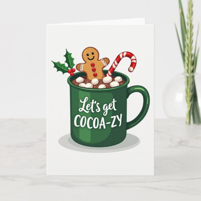 Christmas Hot Cocoa Gingerbread Candy Cane Card (Front)