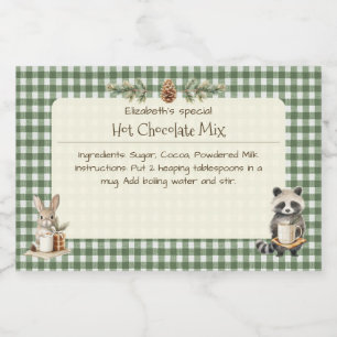 Christmas Hot Cocoa Mix Little Animals Gingham Food Label