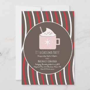Christmas Hot Cocoa Party Candy Cane Brown Invitation