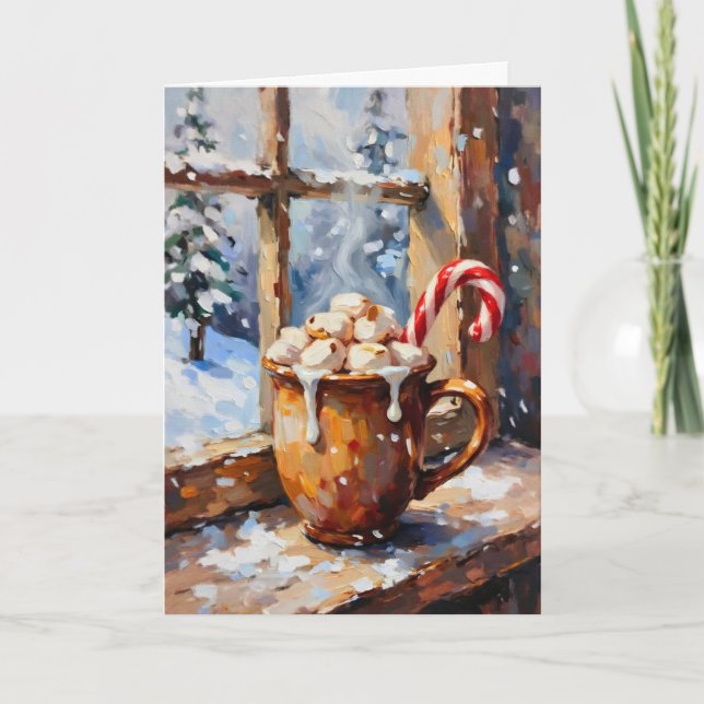 Christmas Hot Cocoa with Roasted Marshmallows  Holiday Card (Front)