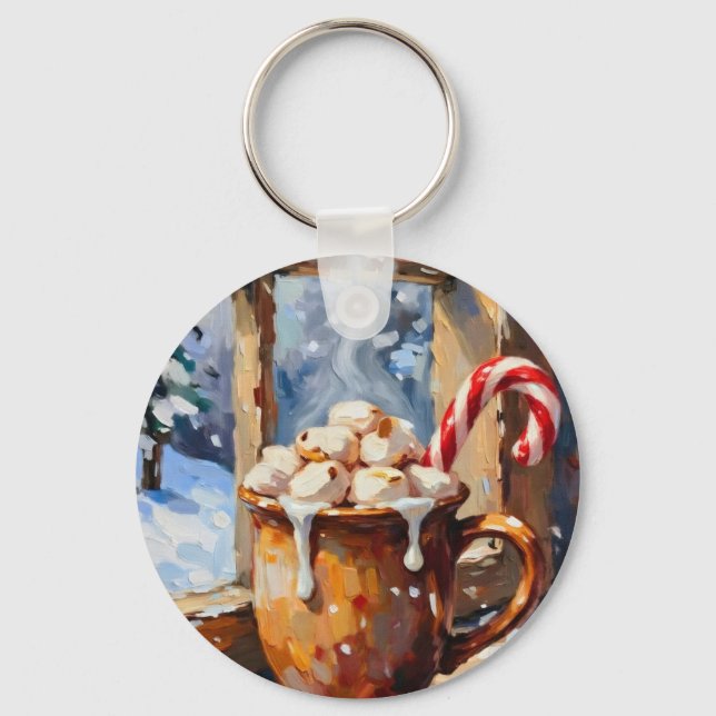 Christmas Hot Cocoa with Roasted Marshmallows  Key Ring (Front)