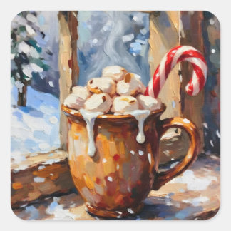 Christmas Hot Cocoa with Roasted Marshmallows Square Sticker