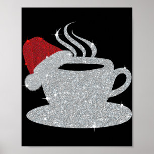 Christmas Hot Coffee Cup Santa's Hat Xmas Holidays Poster