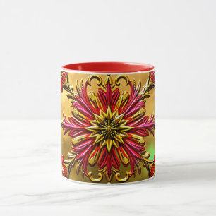 CHRISTMAS ~  HOT CRAZY 3D ~ Red and Gold ~ Mug