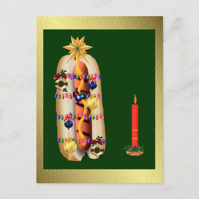 Christmas Hotdog Holiday Postcard (Front)
