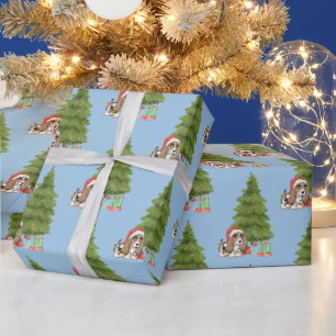 Christmas Hound Dog in Lights Wrapping Paper