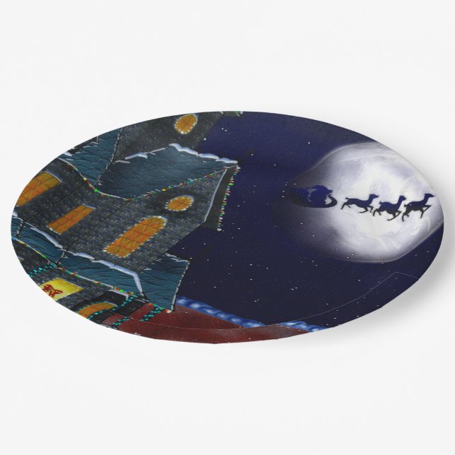 Christmas House Holiday Folk Art BULK PLATES (Angled)