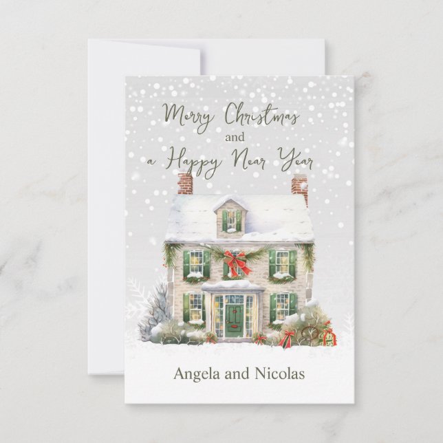 Christmas House in Snow Invitation (Front)