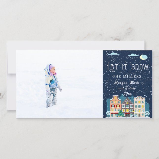 Christmas house let it snow holiday photo card (Front)