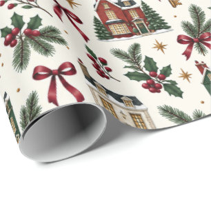 Christmas House Pattern Wrapping Paper