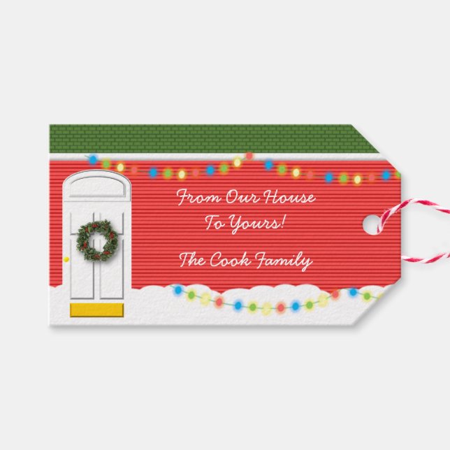 Christmas House Personalised Gift Tag (Front (Horizontal))