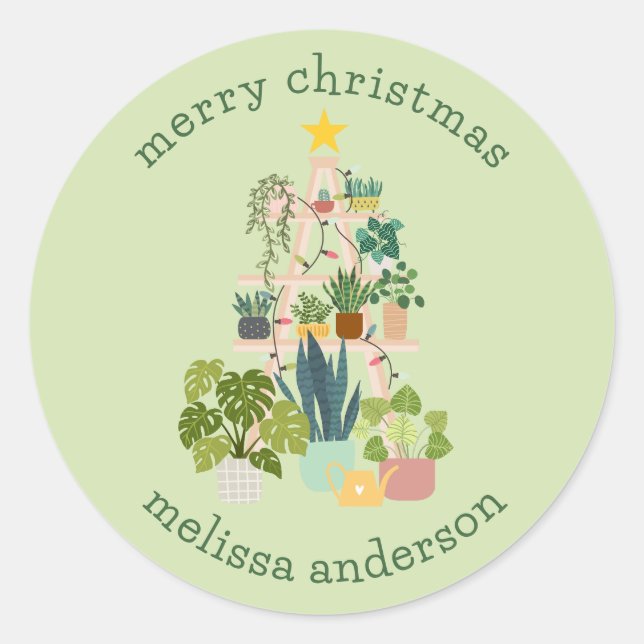 Christmas House Plant Classic Round Sticker (Front)