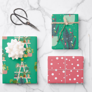 Christmas House Plant Wrapping Paper Sheet