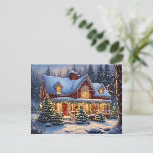 Christmas House Postcard (Standing Front)