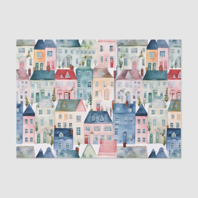 Christmas House Seamless Pattern Tissue Paper (Front)