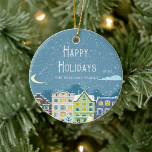 Christmas House Snow Day Photo Holiday Ornament