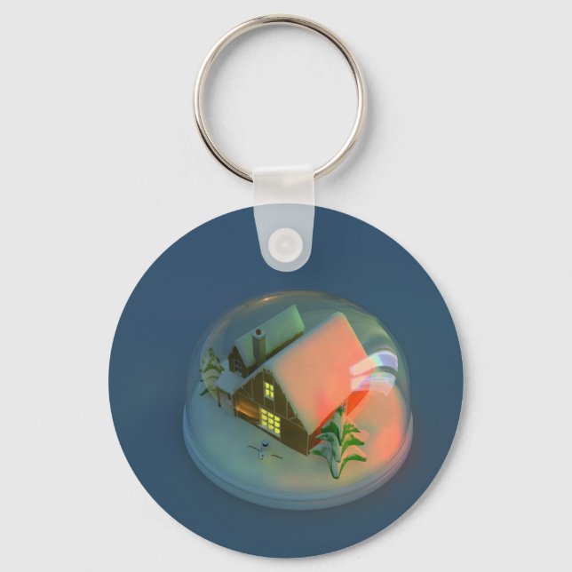 Christmas House snow globe Keychain (Front)