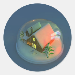 Christmas House snow globe Sticker