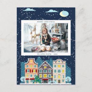 Christmas house snow merry christmas photo postcard