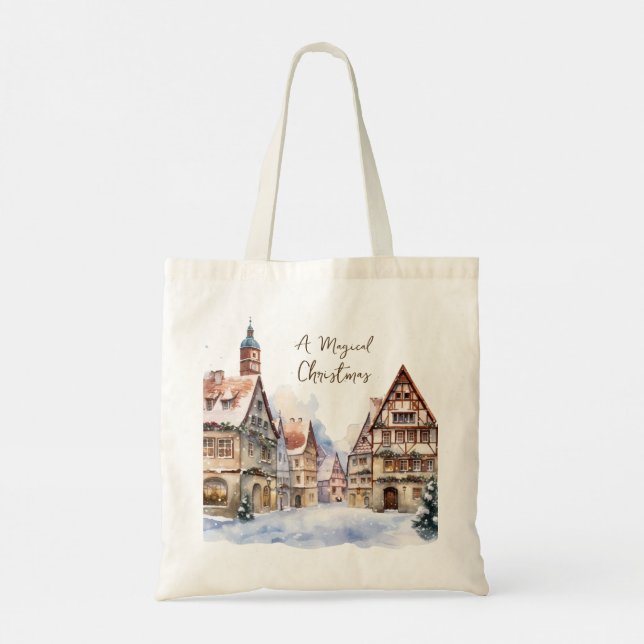 Christmas House Snow Tote Bag (Back)