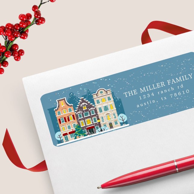 Christmas House Snowy Day Holiday Return Address (Creator Uploaded)