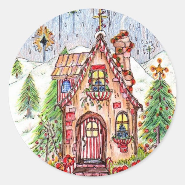 Christmas house stickers lg 3" (Front)