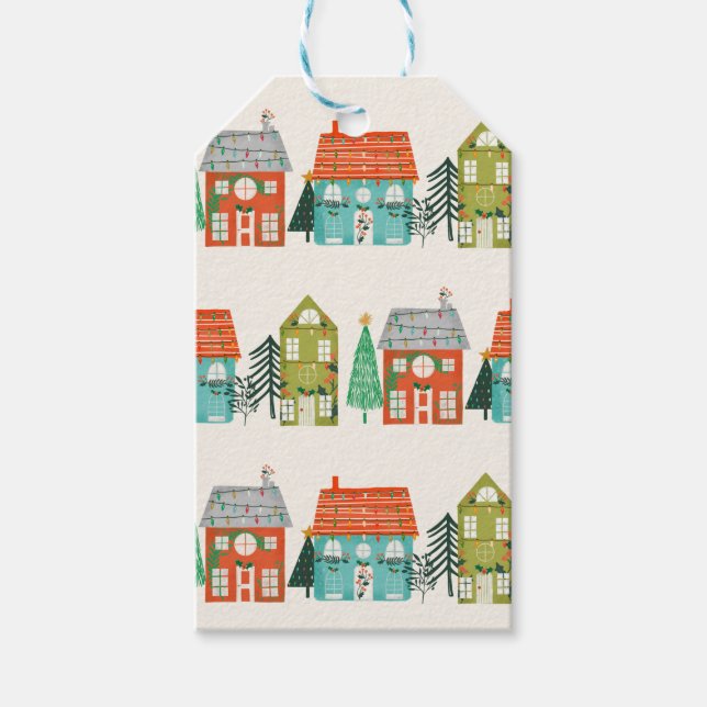 Christmas Houses White Gift Tags (Front)