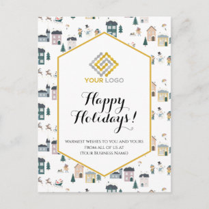 Christmas Houses Winter Logo Business Postcard