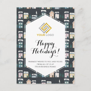 Christmas Houses Winter Logo Business Postcard