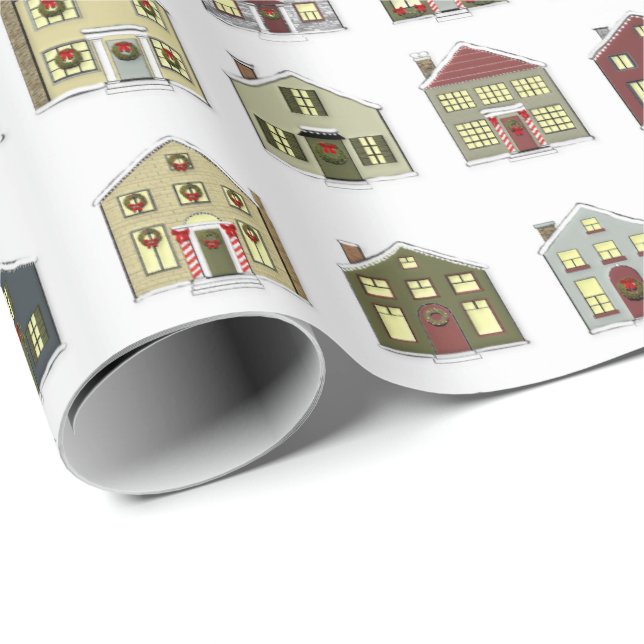 Christmas Houses Wrapping Paper (Roll Corner)