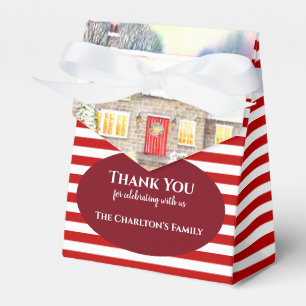 Christmas Housewarming Snowy Cottage Watercolor Favour Box